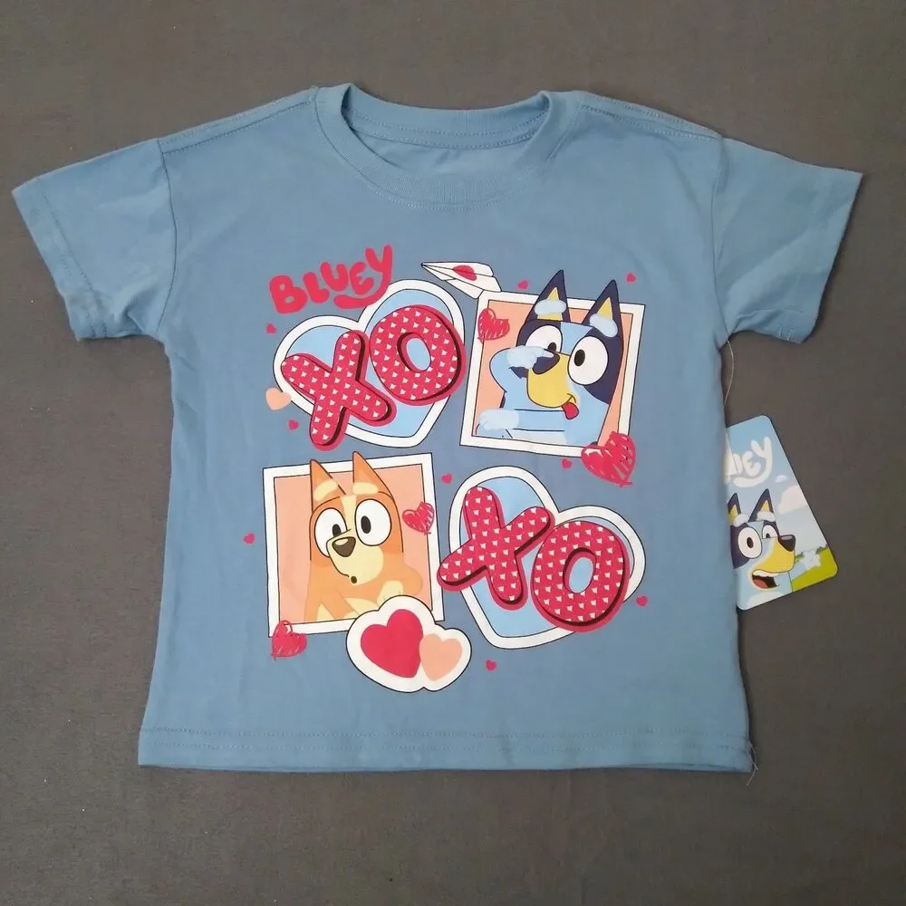 Bluey Dog Outfit Size 18m Shirt Pants Bingo Heart Valentines Kisses BBC Cartoon